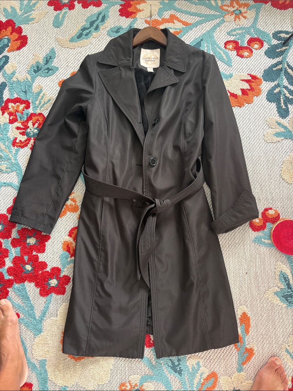 Covington black  Women's Trench Coat with Belt